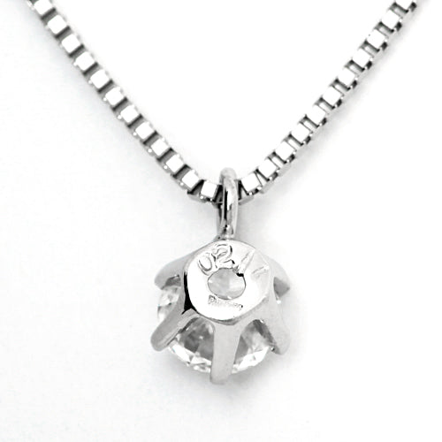 <tc>Platinum 6 prong engagement necklace | Box chain(VPG4507)</tc>