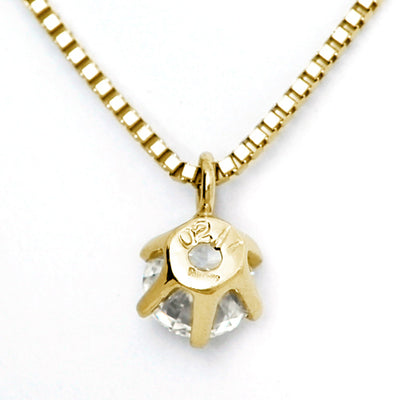 <tc>Yellow Gold 6 Prong Engagement Necklace | Box chain(VKG4507)</tc>