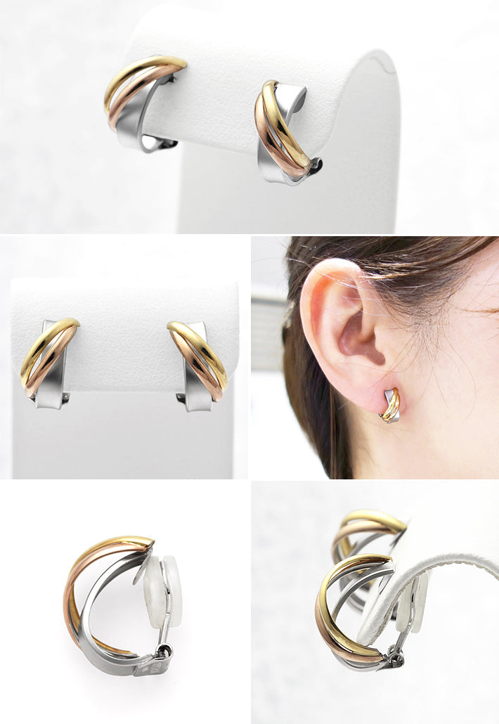 ホワイトゴールド×イエローゴールド×ピンクゴールド イヤリング ｜ EX04303