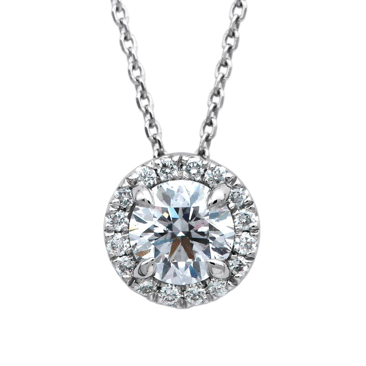 Diamond Halo Design Necklace | PD03419 (0.609ct/F/SI1/3EX)