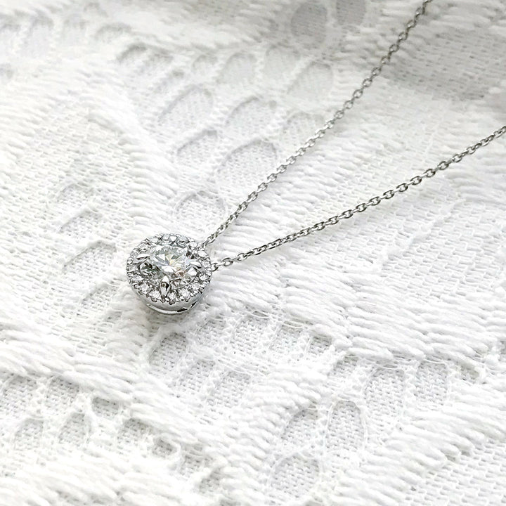 Diamond Halo Design Necklace | PD03419 (0.609ct/F/SI1/3EX)