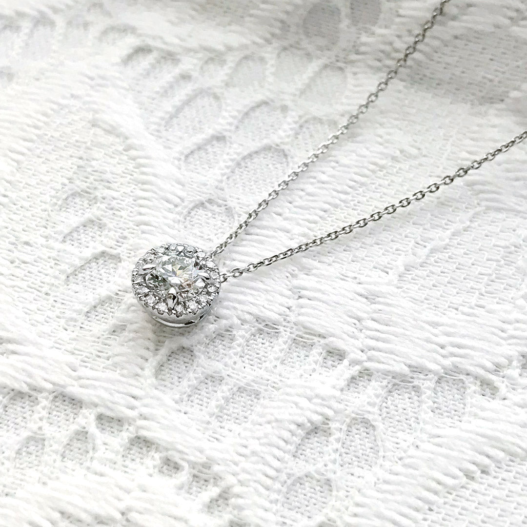 ダイヤモンド ヘイローデザインネックレス ｜ PD03823 (0.308ct/G/SI1
