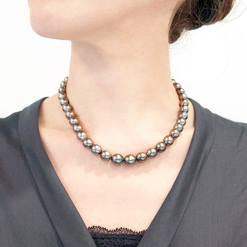 <tc>Tahitian South Sea Black Pearl Necklace ｜ 8.3～11.2mm｜NJ03273</tc>
