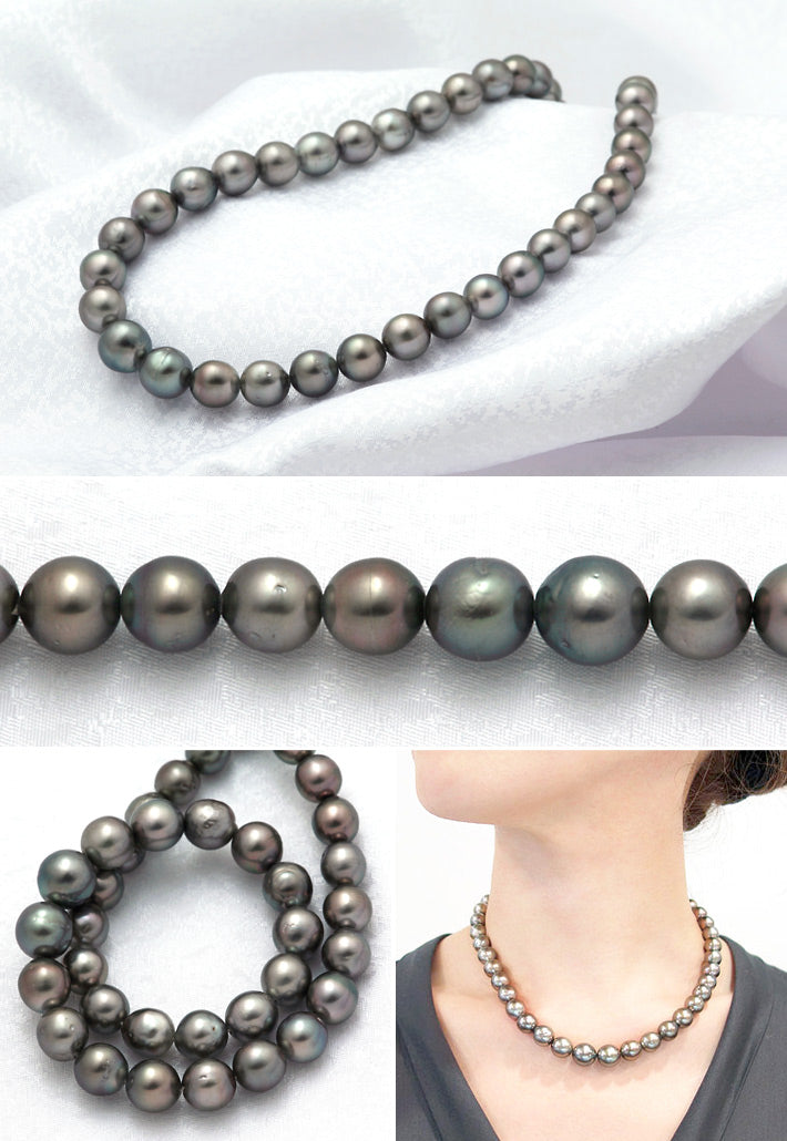 <tc>Tahitian South Sea Black Pearl Necklace ｜ 8.3～11.2mm｜NJ03273</tc>