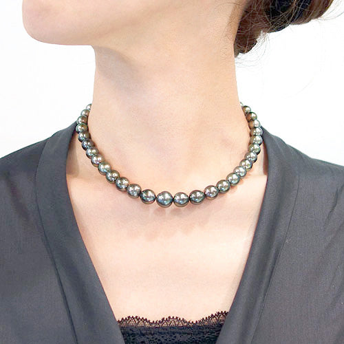 <tc>Tahitian South Sea Black Pearl Necklace ｜ 8.0～10.8mm ｜ NJ03275</tc>