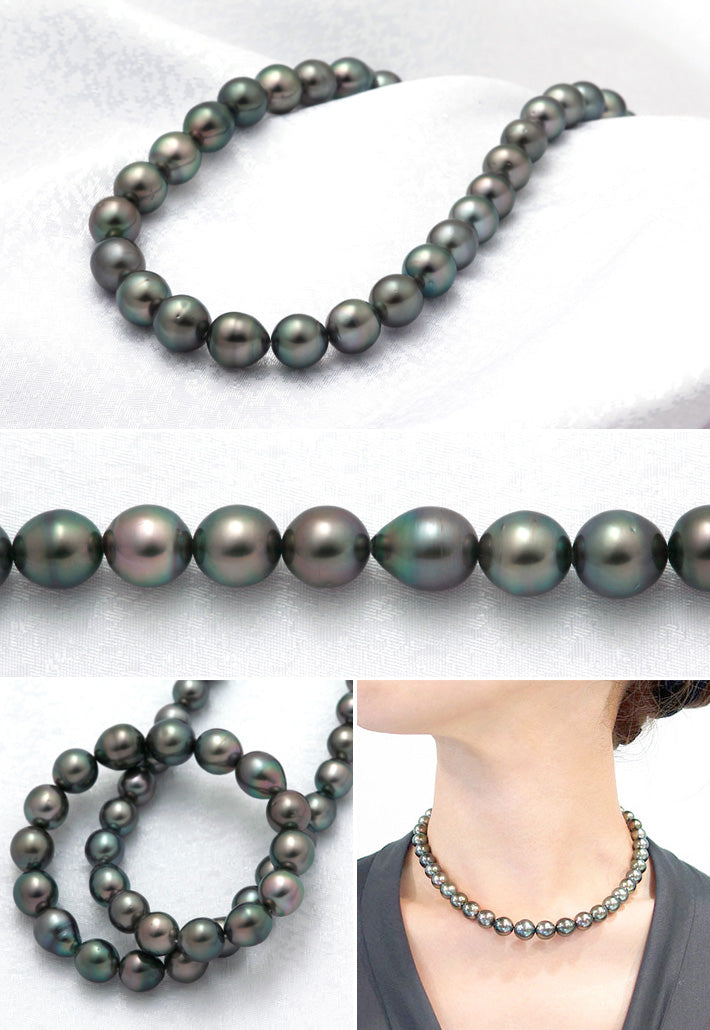 <tc>Tahitian South Sea Black Pearl Necklace ｜ 8.0～10.8mm ｜ NJ03275</tc>