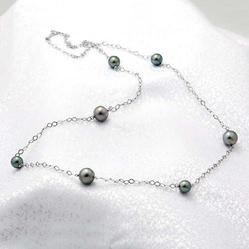 Tahitian Black Pearl Long Necklace | NJ03674