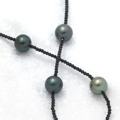 Tahitian Black Pearl Long Necklace | NJ03816