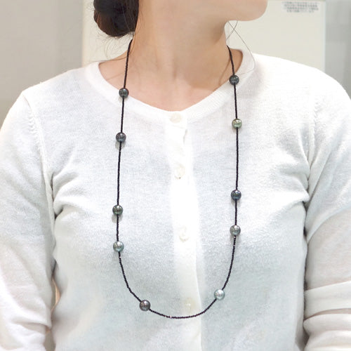 <tc>Tahitian Black Pearl Long Necklace  | 11.0～11.5mm  | NJ03816</tc>