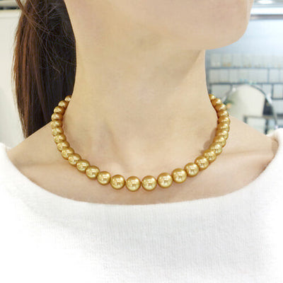 South Sea Golden Pearl Aurora Brown Gold Necklace ｜ NJ03917