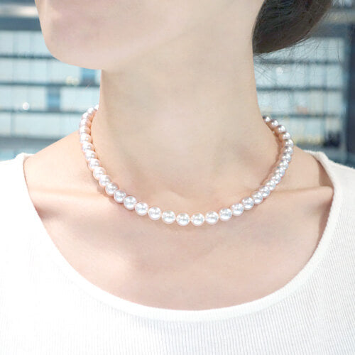 あこや真珠 オーロラ花珠ネックレス ｜ 9.0～9.5mm