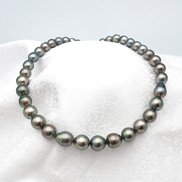 Tahitian black pearl necklace | 8.0-10.8mm | NJ04085