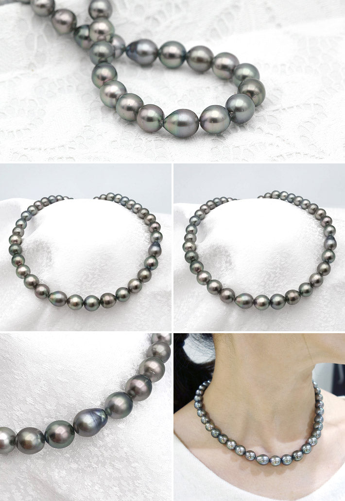 Tahitian black pearl necklace | 8.0-10.8mm | NJ04085