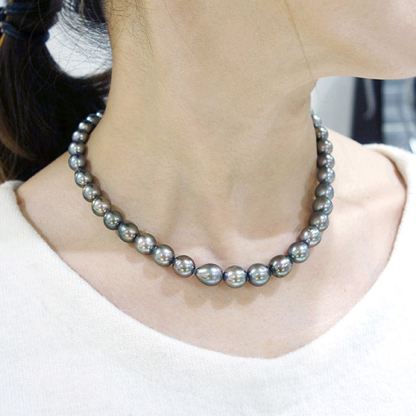Tahitian black pearl necklace | 8.0-10.8mm | NJ04085