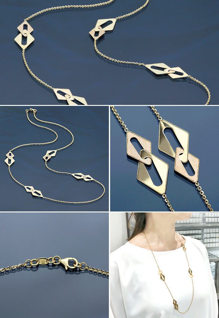 Yellow x Pink Gold Long Necklace ｜ NK09163