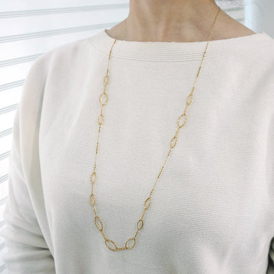 Yellow Gold Long Necklace ｜ NK09196