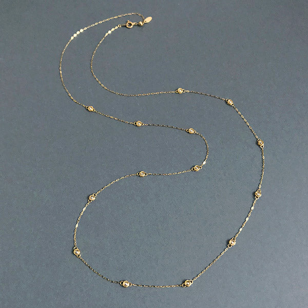 Yellow Gold x White Gold Long Necklace ｜ NK W0125