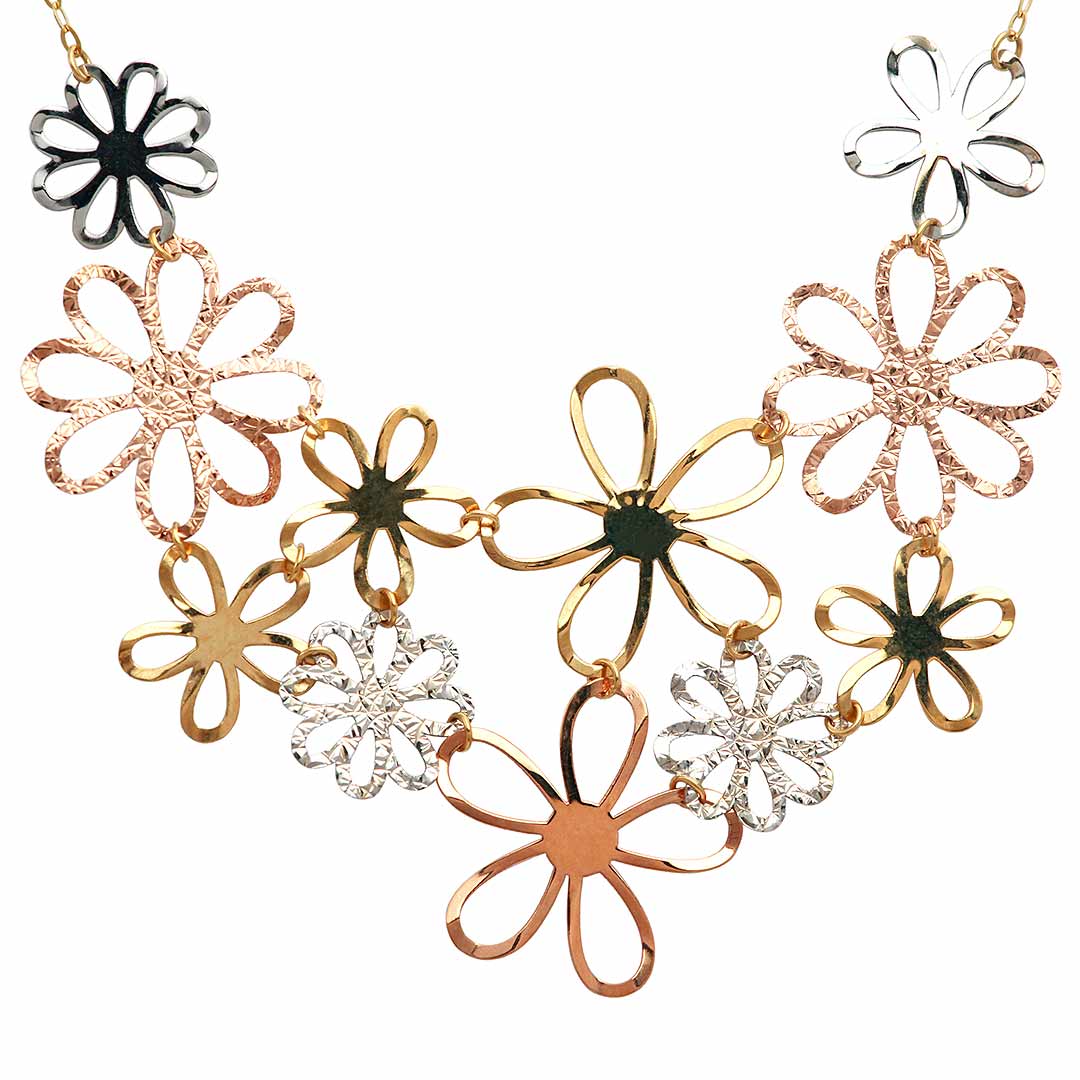 Yellow gold, pink gold, and white gold necklace | NKW0126