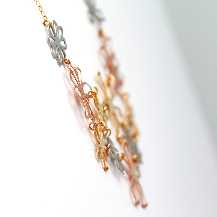 Yellow gold, pink gold, and white gold necklace | NKW0126