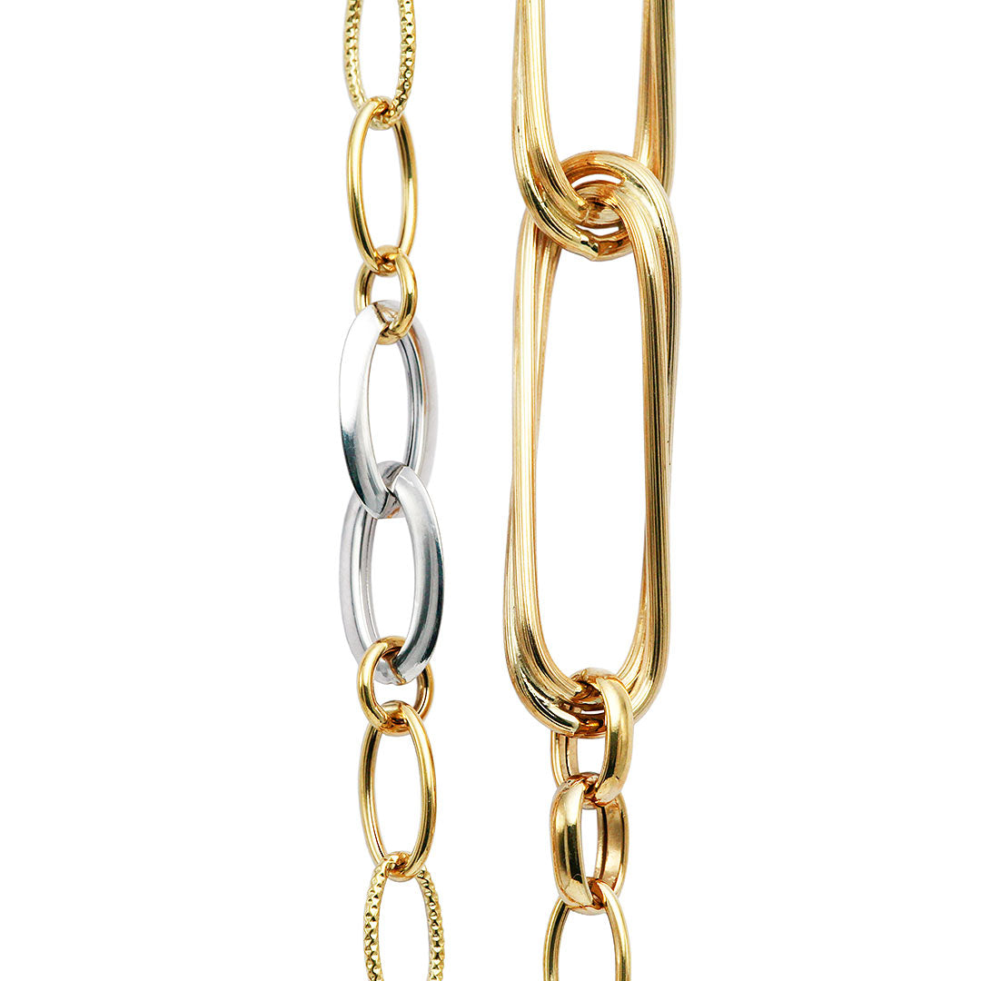 <tc>Yellow Gold x White Gold Long Necklace ｜ NKW0127</tc>