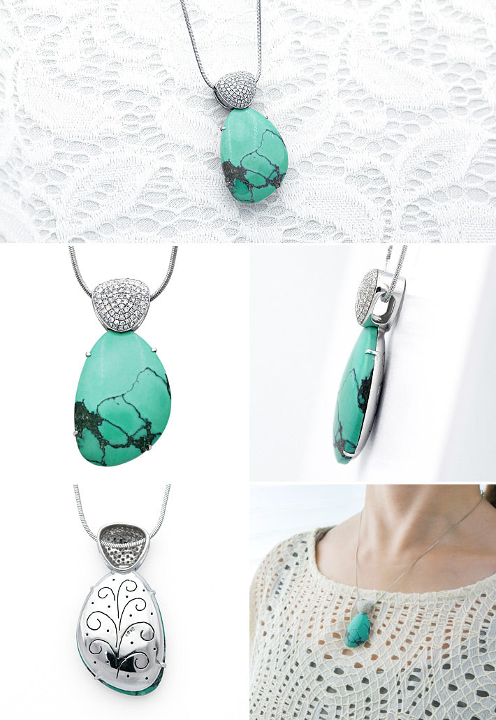 Turquoise (turquoise) pendant top ｜ PX04456