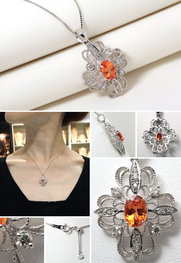 Orange Sapphire Pendant Top ｜ PX04840