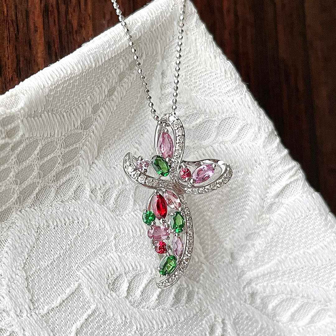 Colored sapphire & green garnet necklace ｜ PX05297