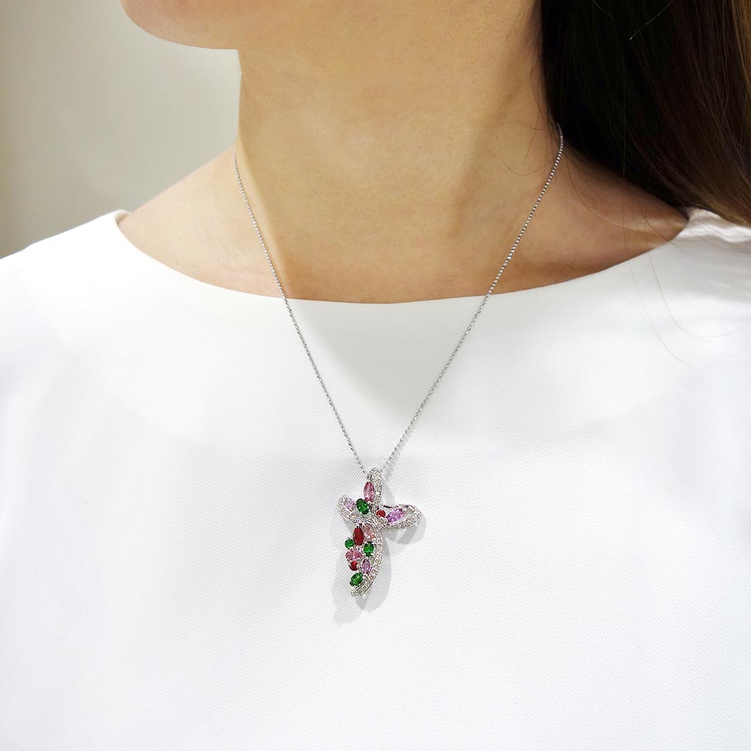 Colored sapphire & green garnet necklace ｜ PX05297