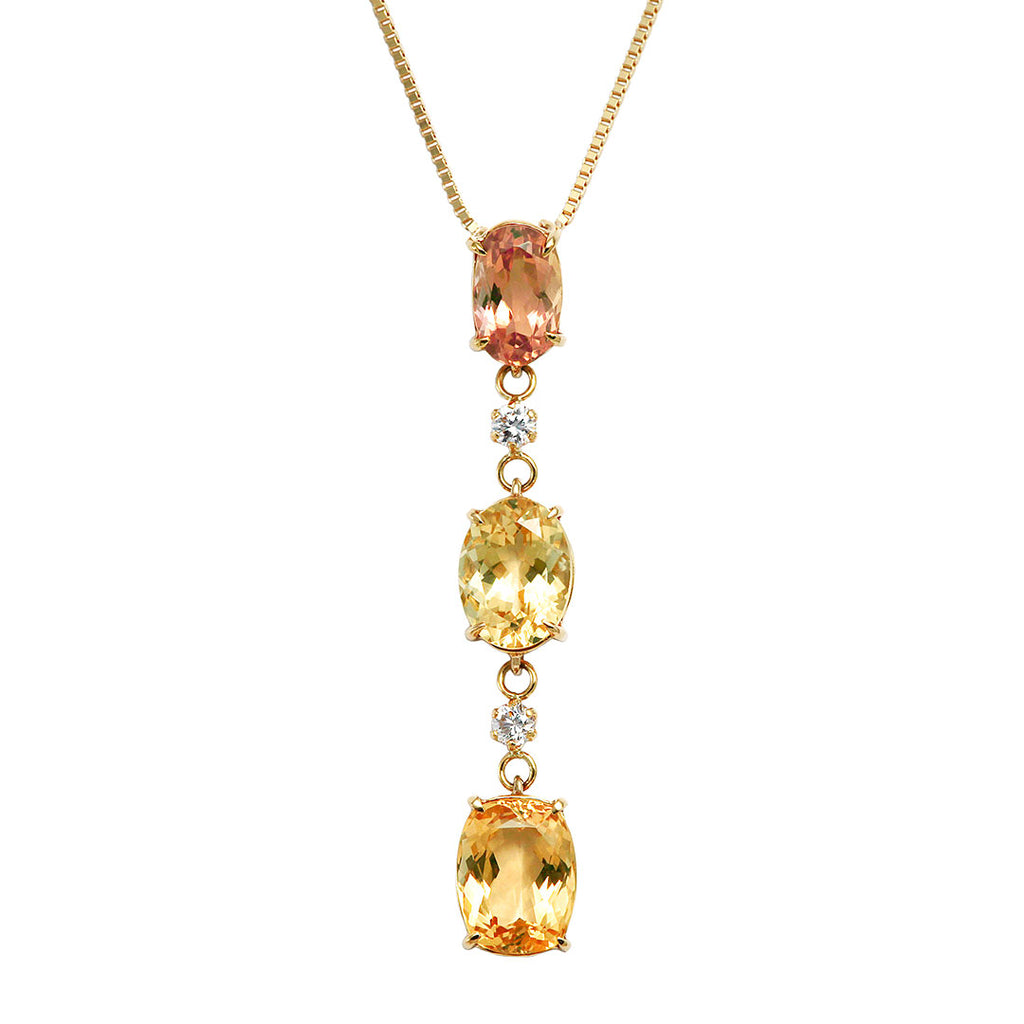 インペリアルトパーズ ペアシェイプダイヤモンドネックレス ITZ 2.10ct D 0.21ct 45cm Pt900 JGGC鑑別書付