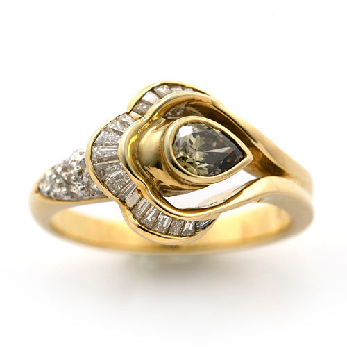 Pear Shape Cut Brown Diamond Ring | RD00516