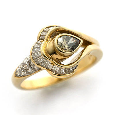 Pear Shape Cut Brown Diamond Ring | RD00516