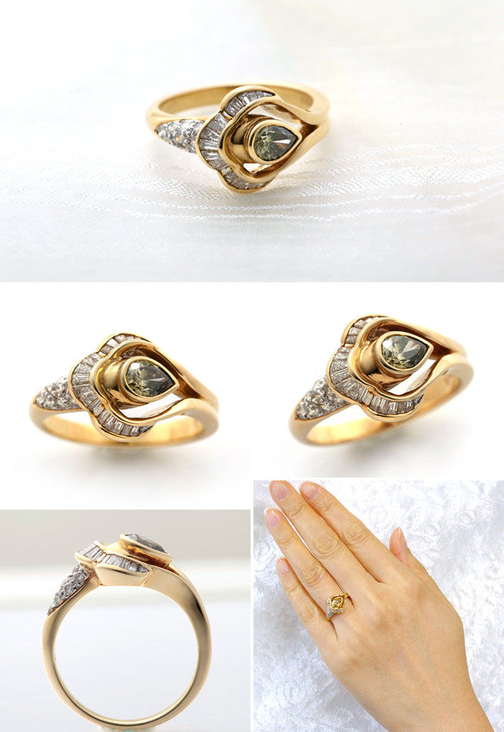 Pear Shape Cut Brown Diamond Ring | RD00516