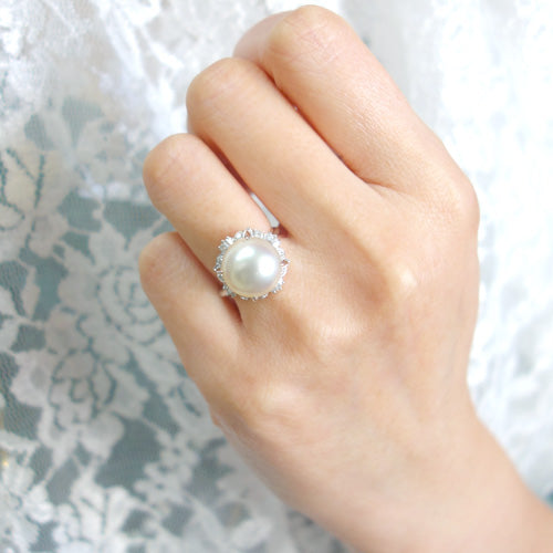 南洋真珠　シルバー　リング　白蝶真珠 南洋白蝶真珠パールリング【指輪】 8mmUP マルチカラー シルバー製