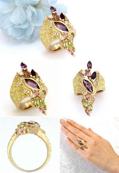Amethyst & Tourmaline & Peridot Multicolor Ring (Ring) ｜ RX00394