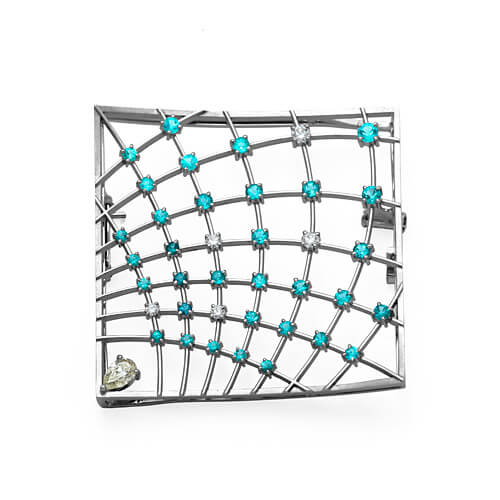 Paraiba tourmaline & diamond brooch (also for pendant top) | TAK0122