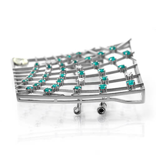 Paraiba tourmaline & diamond brooch (also for pendant top) | TAK0122