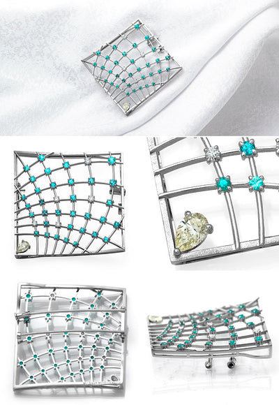 Paraiba tourmaline & diamond brooch (also for pendant top) | TAK0122
