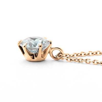 Pink gold 6 prong engagement necklace | Adzuki bean chain